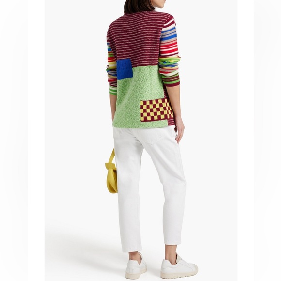 THE ELDER STATESMAN Moyen Patchwork Wool & Cashmere Sweater Womens Size S NWT - Picture 3 of 4